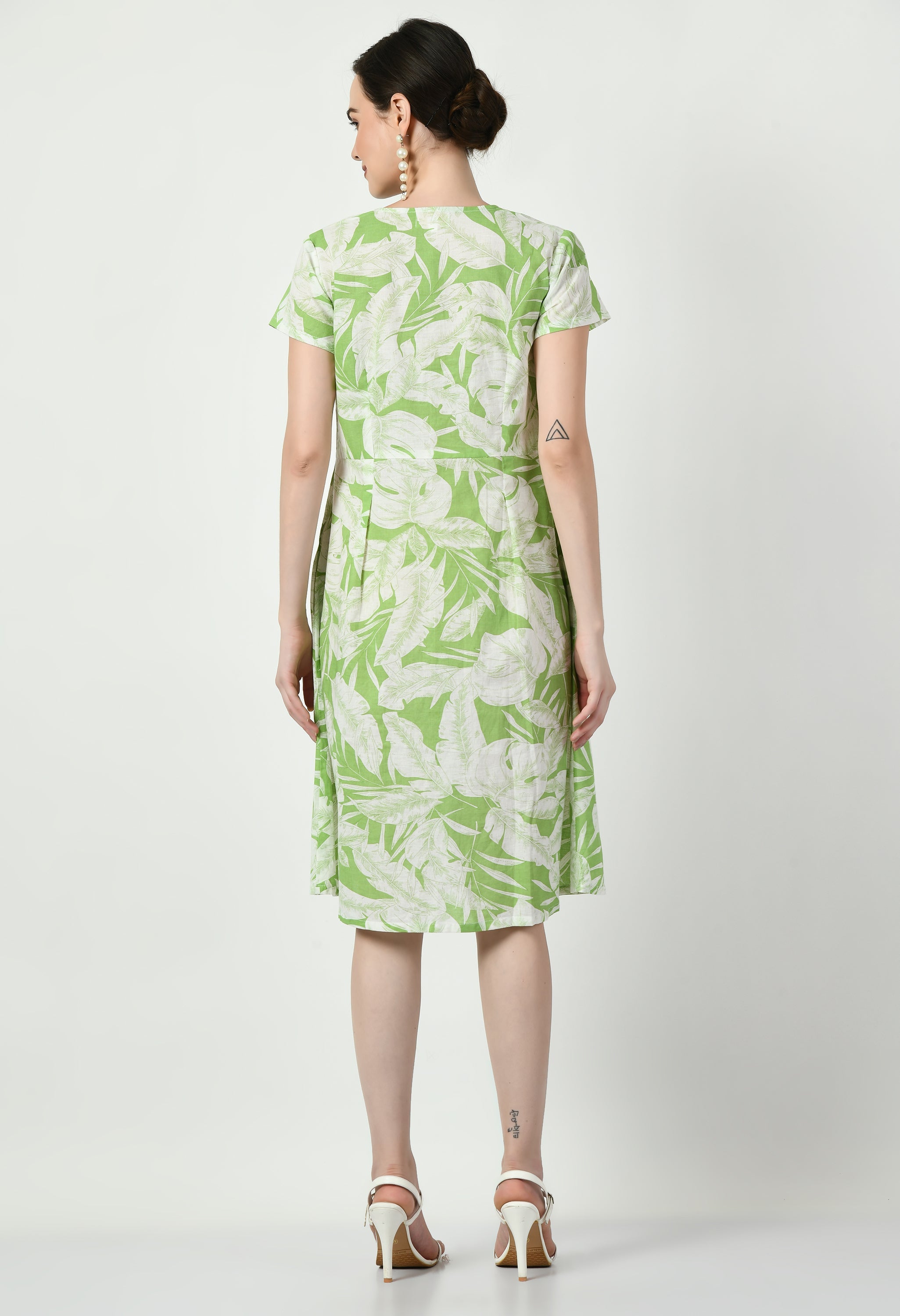Green and White Short Dress | Green Mini Dress For Women